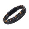 Pulsera de Piedra Volcánica Amazonita Piedra Ojo de Tigre Natural con Cuentas Tejida a Mano para Hombre Joyería Comercio Exterior