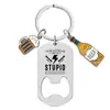 Chaveiro Mais Vendido Abridor de Garrafa de Aço Inoxidável Dia dos Pais Acessórios para Garrafa de Cerveja Gravação em Metal Estoque Disponível