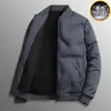 Jaqueta de Penas Quente com Gola Baseball para Homens de Meia-Idade, Jaqueta de Penas de Pato Cinza com Gola Alta para Negócios, Lapela de Moda Masculina