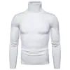 Suéter de Cuello Alto para Hombre Otoño e Invierno Estilo Coreano Ajuste Delgado Color Sólido Pulóver Tejido Base Cálido