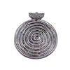 68x57mm 21,4g Prata Antiga ZAKKA Pequenos Pingentes Charms Redondo Espiral Placa Grande Pingente