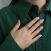 Anillo de dedo de estrella pequeña de doble capa de cuatro estrellas de perforación de fila nueva transfronterizo estilo ins viento frío personalidad temperamento de lujo ligero