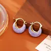Pendientes de Bolsa de Gota de Aceite de Fábrica Original Chapados en Cobre Oro Real Moda Simple Pendientes de Alta Gama en Forma de U Accesorios de Otoño e Invierno para Mujer