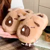 Pantuflas de Algodón para Niños Capibala Invierno Interior Hogar Cálidas Pantuflas de Maomao Niños Medianos y Grandes Pantuflas de Algodón para Padres e Hijos