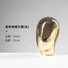 Accesorios de Maniquí de Medio Cuerpo para Tienda de Ropa, Modelo de Cabeza de Maniquí Dorada Hueca para Hombre y Mujer, Cabeza Especial con Cubierta de Lino Grueso para Cerebro
