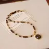Colar de Pedras Naturais Olho de Tigre Retro Design de Nicho Corrente para Clavícula de Duas Peças Corrente para Suéter Colar de Alta Qualidade