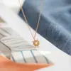 Colar Cruzado Europeu e Americano de Nicho Alto Padrão Luxo Leve com Pingente de Sol em Madrepérola Aço Titânio para Mulheres Colares de Clavícula Personalidade da Moda