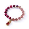 Pulseira de Cristal de Morango Natural Pedra Olho de Tigre Cristal Design Criativo de Nicho Ins Pulseira de Contas Pixiu Ornamento de Mão Presente