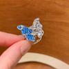 Anel Borboleta Azul Diamante Flash Estilo Coreano Feminino Luxo Leve Sensação de Alta Qualidade Personalidade Exagerada Anel de Dedo Moda Novo Estilo Primeira Joia