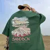 Camisa de manga corta para hombre 2024 verano holgada moderna casual de media manga moda camiseta camiseta básica top de manga tres cuartos