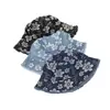 Sombrero de pescador de mezclilla jacquard floral de venta caliente transfronterizo Borde deshilachado personalizado Borde rasgado Estilo retro pastoral Sombrero para el sol para exteriores