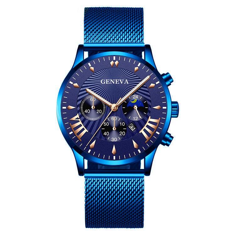 蓝色网带蓝壳蓝面玫金刻度