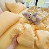 Conjunto de Quatro Peças de Gaze Aeróbica Dupla Camada 100% Algodão Grau A Materno e Infantil Cobertor de Gaze de Algodão Puro Lençol de Cama Conjunto de Três Peças para Dormitório Estudantil