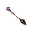 Cuchara Flor Diente Amatista Natural Cuchara Helado Café Postre Cobre Cuchara DIY Creativa Tallada Mango Largo Cuchara Mezcladora