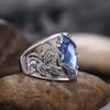 Cao Shi Venda Quente Transfronteiriça Moda Europeia e Americana Acessórios Anel Azul Cristalino Grande Formato Olho de Cavalo Joia Feminina de Primeira
