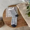 Songmu Outono/Inverno Novo Estilo Designer "Meias de Cano Médio Menina Laço Meias de Algodão Florais Meias Largas Estilo Coreano"