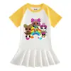 Verão 2023 Nova Roupa Infantil Desenho Animado Manga Curta Vestido de Menina Fino Bebê Estiloso Vestido Plissado Moderno