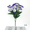 Flor de Amor-Perfeito de 5 Pontas Simulada, Buquê de Phalaenopsis para Casa, Adereços de Decoração Floral para Fotografia, Arranjo Floral de Engenharia