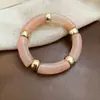 Pulseras Redondas de Acrílico Estampado Transfronterizas Europeas y Americanas, Pulseras de Moda, Sencillas, Personalizadas, Versátiles con un Diseño Único, Accesorios de Mano de Nicho