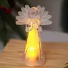2025 Novo Anjinho Luminoso de LED Ornamento de Mesa Cristal de Imitação Luz Noturna Decoração de Natal Anjo Pequena Lâmpada de Vento
