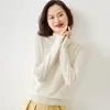 Nuevo Tejido de Punto de Cuello Semi Alto para Mujer Otoño Invierno Estilo Corto Suéter de Punto Color Sólido Holgado Suéter Engrosado Capa Base Personalización Transfronteriza