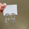 Brincos de Franja de Pedra Natural Estilo Francês Super Fada Brincos de Pérola de Água Doce Retro de Alta Qualidade para Mulheres
