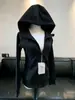 Chamarra con Capucha Ajustada para Mujer, Temporada de Otoño, Hombro Normal, Ceñido a la Cintura, Top Corto Ajustado, Cárdigan con Capucha, Ligero, Nuevo Modelo 2026