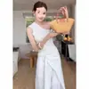 Chaleco de Punto de Seda Helada con Cuello Halter de Un Hombro Estilo Francés para Mujer, Nueva Prenda de Abrigo de Verano, Corte Ajustado, Estilo Chica Dulce y Picante, Top sin Hombros, Negro