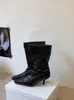 2026 Nuevas Botas de Caballero Otoño/Invierno Punta Cuadrada Botas de Moda Elegantes de Media Pantorrilla Estilo Occidental Niñas Moda Coreana Botas de Cowboy