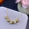 Nuevos Accesorios de Plata de Ley S925 Incrustados con Citrino Natural de 4 mm, Se Pueden Usar como Pulsera o Collar, Cadena de Mismo Estilo, 11 Yuan