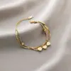 Jin Hui não desbota pulseira de aço titânio hot cross-border feminina trevo de cinco folhas diamante estilo ins personalidade 18K banho a vácuo