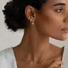 Conjunto de brincos de tarraxa de zircônia estilo europeu e americano para mulheres, brincos simples e versáteis, cobre banhado a ouro, moda de luxo leve estilo para o dia a dia