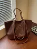 Bolso Tote Transfronterizo Retro de Gran Capacidad Estilo Coreano de Moda Bolso de Hombro Único Tejido de Alta Gama Diario Casual para el Trabajo Bolso de Axila