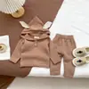 Conjunto de Punto para Bebé Otoño e Invierno para Niños y Niñas, Lindo Conjunto de Dos Piezas de Punto con Capucha de Conejo, Ropa para Recién Nacidos