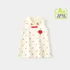 Vestido de verano para niña con cuello camisero, elegante vestido de princesa para bebés, 100% algodón, vestido sin mangas fino y dulce para el verano