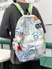 Mochila Graffiti Estilo Harajuku Japonés de Moda para Hombres y Mujeres, Mochila Simple y Versátil para Estudiantes Universitarios