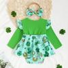 Fronterizo Bebé Niña Bebé Serie Trébol de Cuatro Hojas St. Vestido de manga larga para las fiestas de Patrick