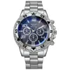 Relojes de Venta Caliente al por Mayor de Fabricante para Comercio Exterior con Cristal de Luz Azul, Relojes para Hombre con Correa de Acero, Relojes de Cuarzo con Escala Digital y Diseño de Tres Ojos