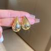 Brincos Geométricos Metálicos Minimalistas em Forma de Gota d'Água, Estilo Nicho da Moda, Versáteis e Elegantes, Brincos de Alta Qualidade para Mulheres