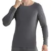 Conjunto de Roupa Íntima Térmica Masculina com Gola Meio Alta, Camada Base Fina de Inverno, Camisa e Calça Base de Alta Elasticidade
