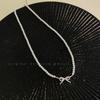 Collar de circonita con lazo de perla para mujer, novedad de 2024, gargantilla de alta gama de estilo occidental, accesorios de cadena de clavícula