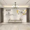 Nuevo estilo chino pintura a tinta pintura de paisaje pared de fondo de TV papel tapiz paisaje flor pájaro sala de estar sofá cine y televisión Mural de pared tela de pared
