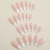 Arte de Uñas Portátil con Borde Blanco Francés en Forma de Almendra Simple Transfronterizo Uñas Postizas Terminadas Pegatinas para Uñas Uñas Removibles Venta al por Mayor