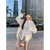 Camisa Branca de Proteção Solar com Renda Patchwork para Mulheres 2026 Verão Novo Estilo Coreano Solta Estilo Preguiçoso Manga Longa Top Jaqueta
