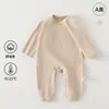Roupas de Bebê para Primavera e Outono, Macacão Elástico, Macacão de Bebê, Pijama de Manga Longa com Ar Condicionado, Macacão de Algodão Puro Macio com Fleece para Engatinhar Classe A