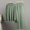 Conjunto de Suéter de Punto de Color Sólido con Cuello Alto y Abertura para Mujer, Estilo Europeo y Americano, Moda Casual Perezosa Otoño e Invierno 2025