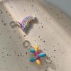 Collar con colgante de estrella y cachorro con globo arcoíris para mujer, elegante, de plata S925, con personalidad dulce y fresca, cadena para clavícula y suéter.