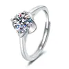 Anillo de Plata de Ley S925 con Moissanita de 1 Quilate Color D Diseño de Capullo de Flor de Nicho Lujo Accesible Propuesta de Alta Gama Anillo de Boda