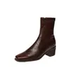 Botas Flacas Cómodas Versátiles para Viajar, Adelgazantes, Alargadoras, de Tacón Grueso, Tacón Medio, Punta Cuadrada, Tobillo Elástico, para Mujer, Invierno 2026