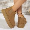 Botas de Nieve Gruesas de Media Pantorrilla de Talla Grande para Mujer, Nuevo Estilo Otoño e Invierno 2025, Slip-On, Zapatos de Algodón de Moda Transfronterizos para Mujer